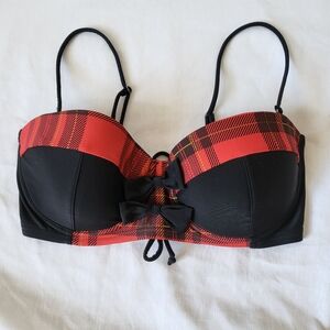 Hot Topic black and red plaid bikini top